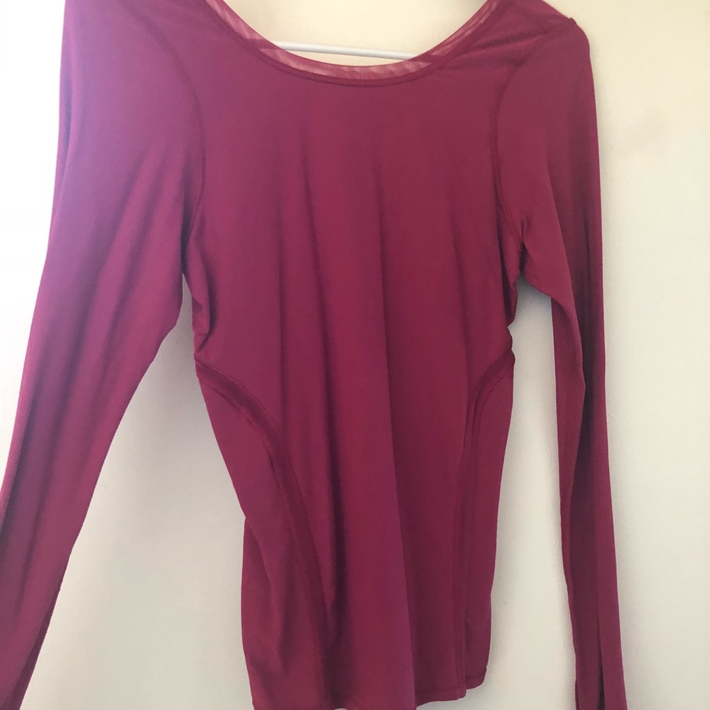 long sleeve pink Lulu Lemon workout top